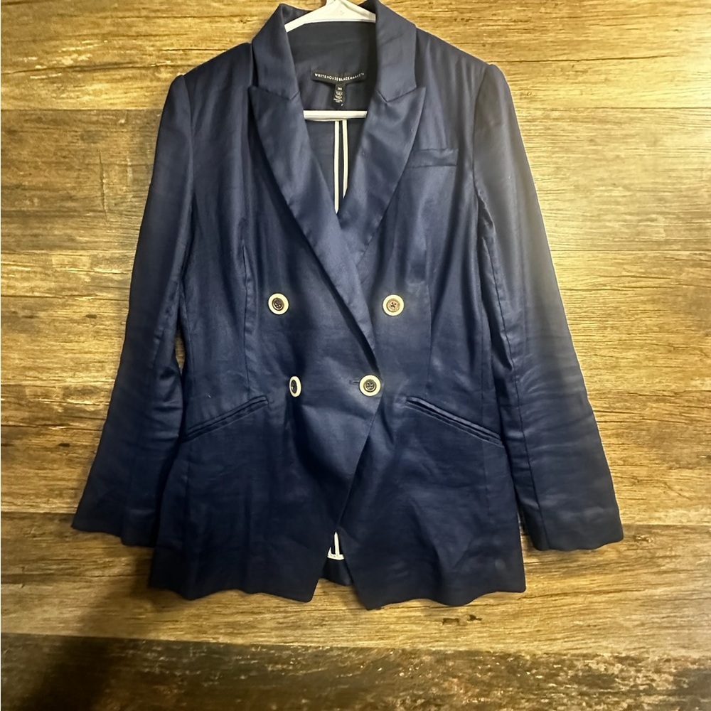 White House Black Market Navy Double-Breasted Blazer